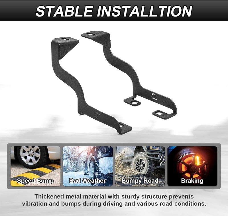 ROMELACK Hood Mount Brackets Ditch Light Pods Bracket Heavy Duty Steel Compatible with Ford F250 F350 F450 F550 Super Duty 1999-2007 - Image 3